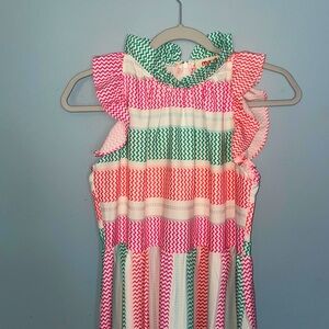 High Neck Flutter Sleeve Dress